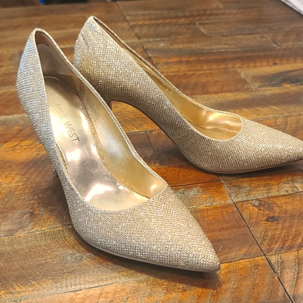 Nine West gold pumps